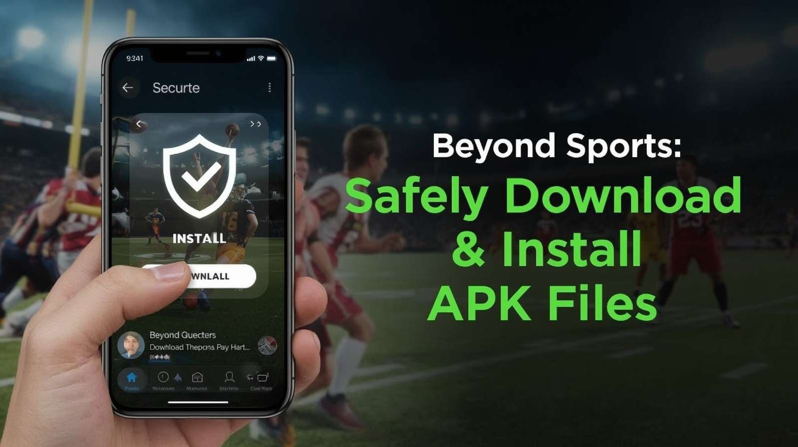 A graphic showing a shield protecting an APK file, symbolizing safe installation.