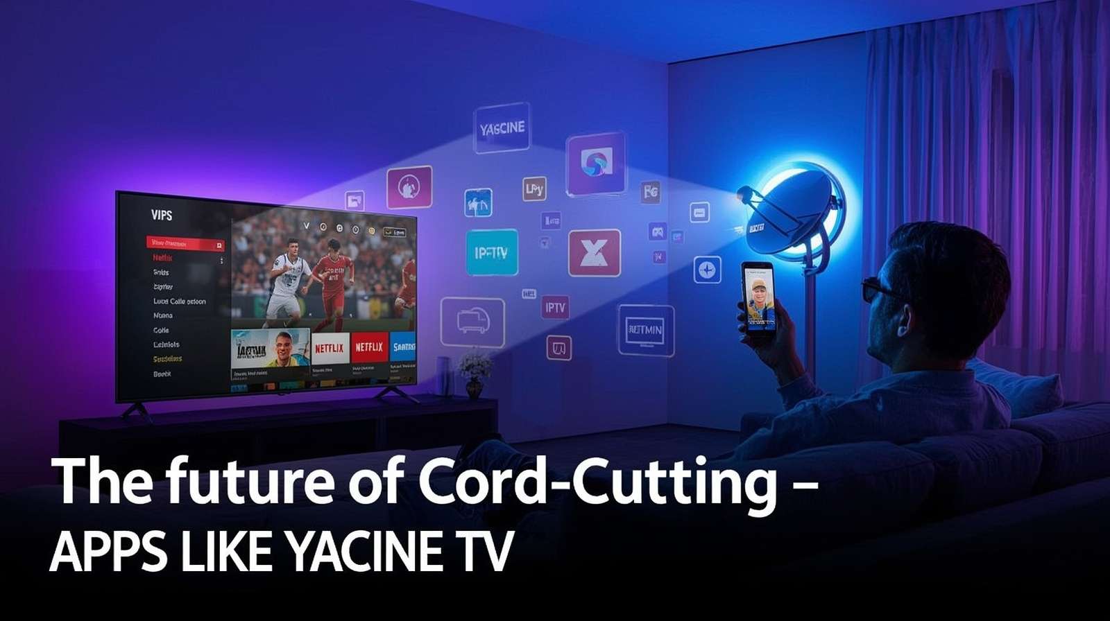 A graphic showing a TV screen with a cut cable, symbolizing the cord-cutting movement.